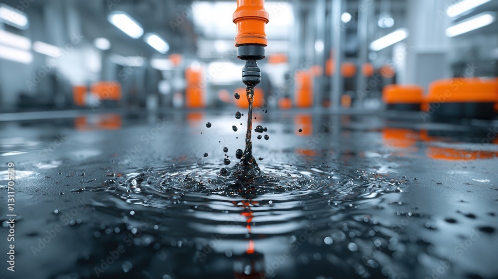 Poster industrial close up image showcasing the dynamic motion and reflective texture of unprocessed crude 