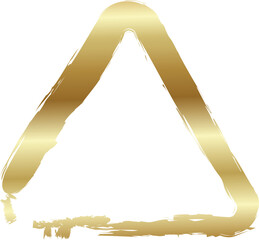 Gold triangle rounded frame. Brush strokes