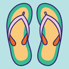 Colorful Flip-Flops Hand-Drawn Vector Illustration – Summer Beach Footwear Clipart