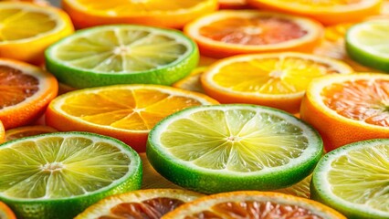 Vibrant Fruit Slices: Geometric Parallel Lines Background - Stock Photo