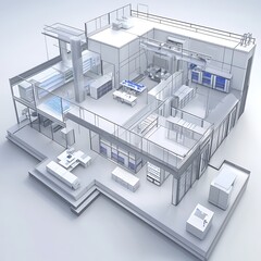 Fototapeta premium Isometric illustration of scientific laboratory layout high resolution picture