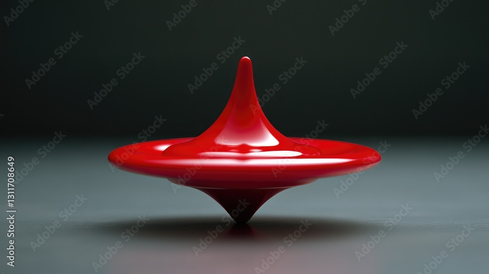 Poster slow-motion capture of a spinning top, balanced rotation and precise movement.