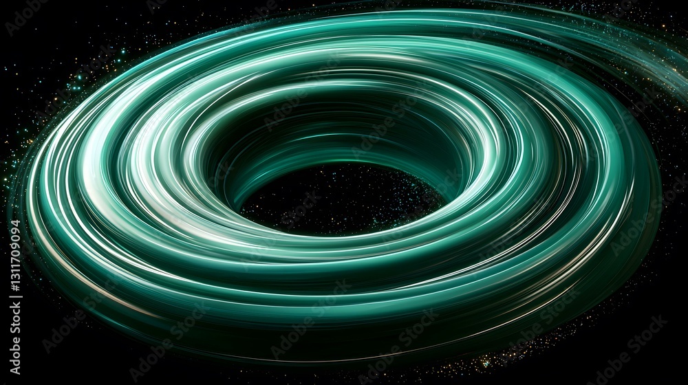 Aufkleber a mesmerizing teal vortex spirals into a dark, star-dusted void, creating a visually stunning abstra