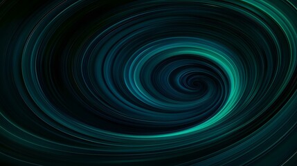 The image contains an abstract swirling vortex of dark teal and black lines, creating a hypnotic and visually captivating pattern.