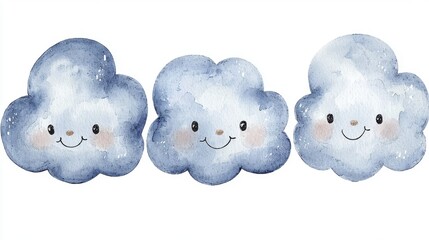 Cute clouds watercolor illustration
