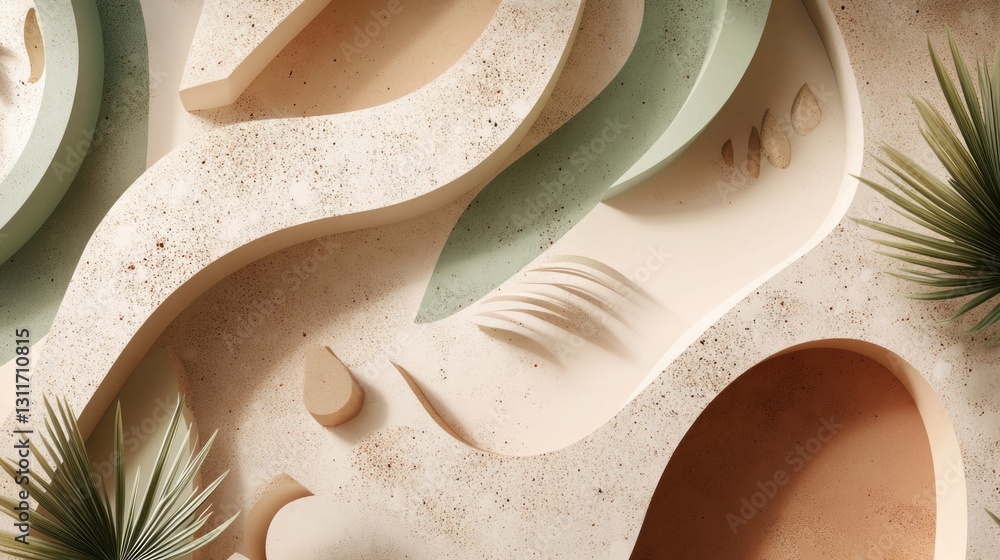 Poster 3d textured design with desert elements.