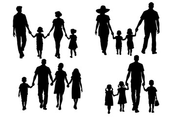shadow shilloute People Family walking hand in hand