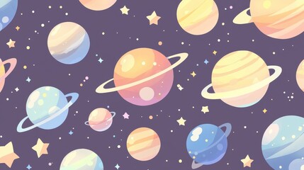 Cute Planets in Space Background