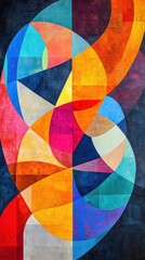 Fototapeta premium Abstract curved geometric layers merging in vibrant, bold color palettes, creating depth and contrast