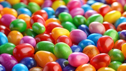 Vibrant Jelly Bean Macro Photography: Colorful Candy Background Texture