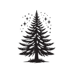 Silhouette of Blue Spruce Tree  - Minimalist Tree Design - Blue Spruce Tree Art - Blue spruce Illustration.