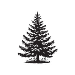 Blue Spruce Tree Vector - Blue Spruce Tree Silhouette - Minimalist Tree Illustration.