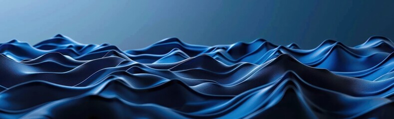 Obraz premium Blue abstract background wavy ripple dark tone curve horizontal.