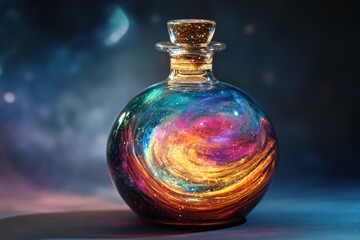 Galaxy Potion Bottle Filled with Swirling Colors