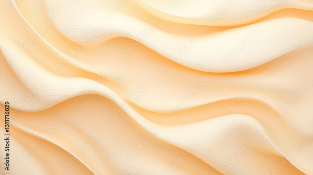 Poster a soft, flowing fabric in warm cream tones, creating an elegant and smooth texture with gentle waves