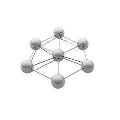 Abstract 3D Model of Interconnected Spheres Representing Network, Connection, and Global