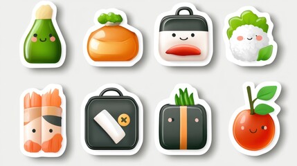Adorable Bento Box Stickers: Kawaii Food Illustrations