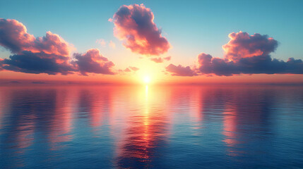 Fototapeta premium Stunning Sunset Over Calm Ocean