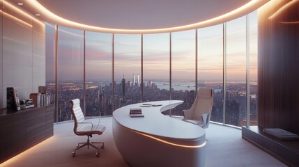 Modern Executive Office with Skyline View