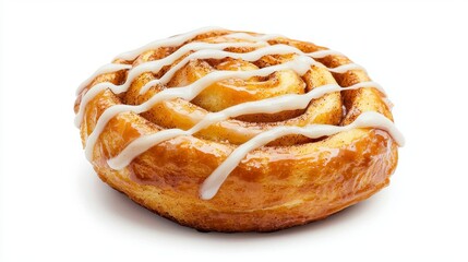 Fototapeta premium Golden Brown Cinnamon Roll with Vanilla Icing