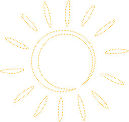 Sun cute doodle. Hand drawn dot style, weather, burst, rays