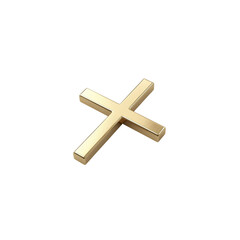 Obraz premium Golden Cross Symbol, 3D Render, Religious Symbol, Christian Cross