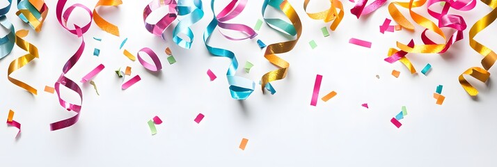 Fototapeta premium Celebratory decorations scatter joyfully across a bright surface during a festive occasion