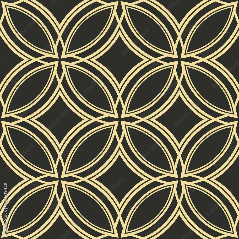 Aufkleber elegant geometric seamless pattern with interlocking gold lines on dark background