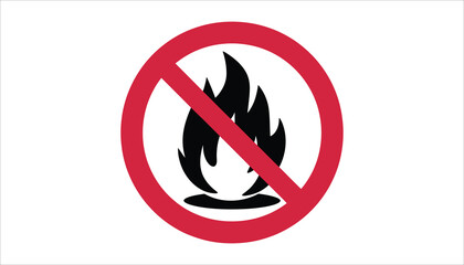 No Fire Allowed Sign. No Open Flames Prohibition Symbol.  High-Quality Safety Vector for Commercial and Industrial Use.