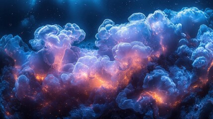 Fototapeta premium Cosmic Cloudscape: A Digital Nebula