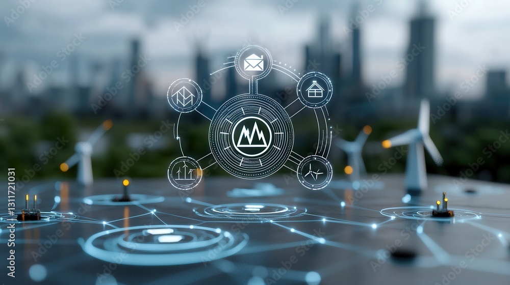 Poster smart grid energy system of the future with centralized digital infrastructure powering sustainable 