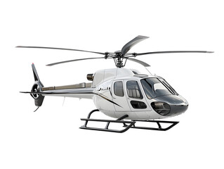 Modern White Helicopter Isolated on Transparent Background