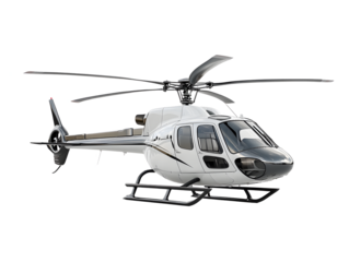 Modern White Helicopter Isolated on Transparent Background