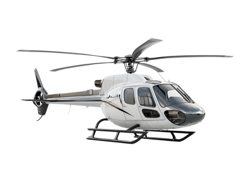 Modern White Helicopter Isolated on Transparent Background