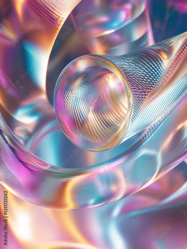 Poster abstract digital rendering of a fractal with intricate cycles and lines, featuring bright colors and