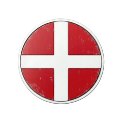 Obraz premium Grunge Denmark Flag Round Shield Badge
