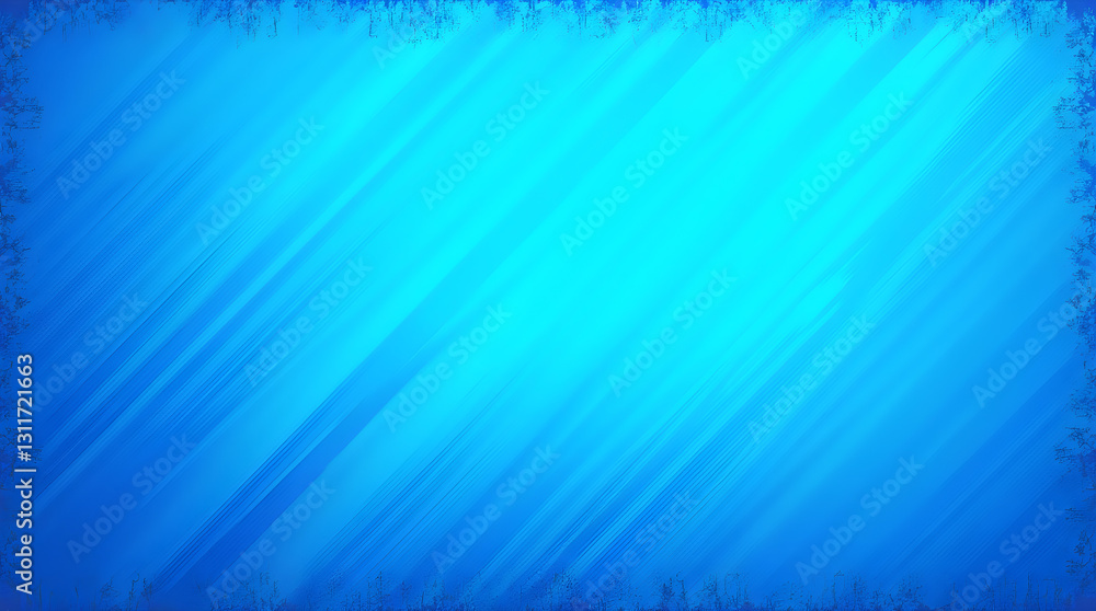 Poster gradient blue abstract background with diagonal stripes and textured grunge border