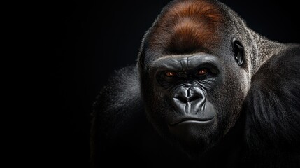 Obraz premium Majestic Gorilla Portrait: A Powerful Gaze into the Soul of a Gentle Giant