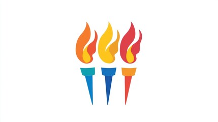Colorful torches on white background; graphic design; inspirational; logo concept; sport event; abstract art
