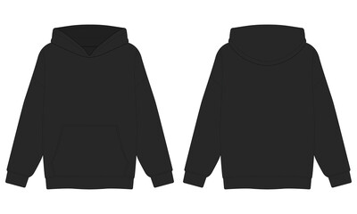 Black hoodie sweater mockup front and back view