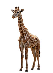 Obraz premium Young Giraffe Standing on Transparent Background