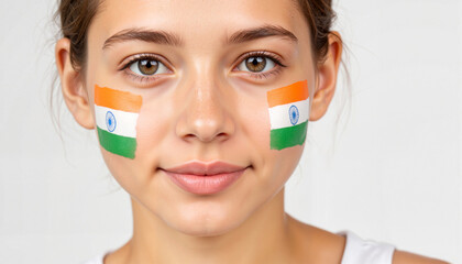 Girl with painted face supporting India