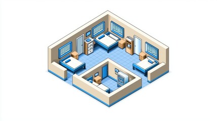 Dorm Room Layout Isometric View