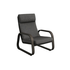 Fototapeta premium Modern Grey Fabric Lounge Chair with Dark Wooden Frame