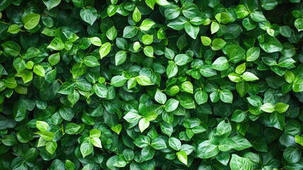 Fototapeta premium Lush green foliage: vibrant leaves of a dense plant canopy