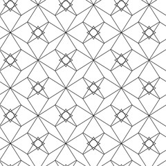 Fototapeta premium Abstract geometric pattern with squares, crosses, stripes, lines. Seamless vector background. White and black ornament. Modern reticulated graphic design.
