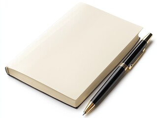 Elegant journal with a classic pen, poised for inspiration and creativity