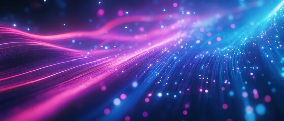 Abstract holographic blur with neon glow, evoking a futuristic and immersive experience