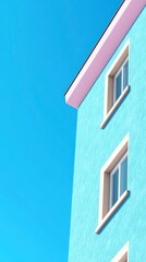 Pastel Blue Building Exterior Against a Clear Sky