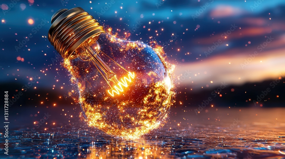 Poster glowing futuristic energy burst 3d rendering of luminous digital explosion showcasing the power and 